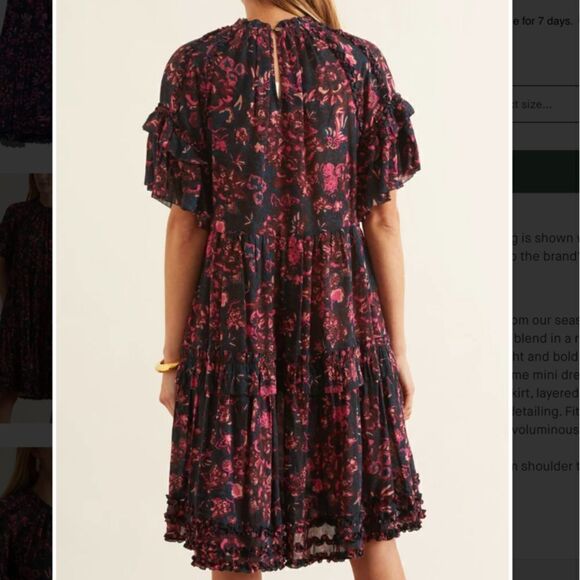 ULLA JOHNSON Fawn floral Dress in Midnight Sz 6 - Picture 2 of 13